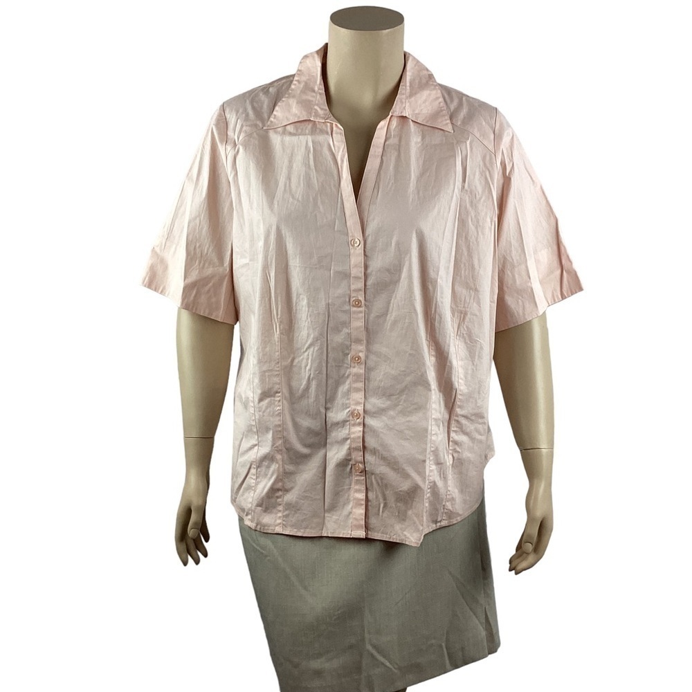 Lane Bryant Button Down Top Size 22/24 Light Pink Short Sleeve